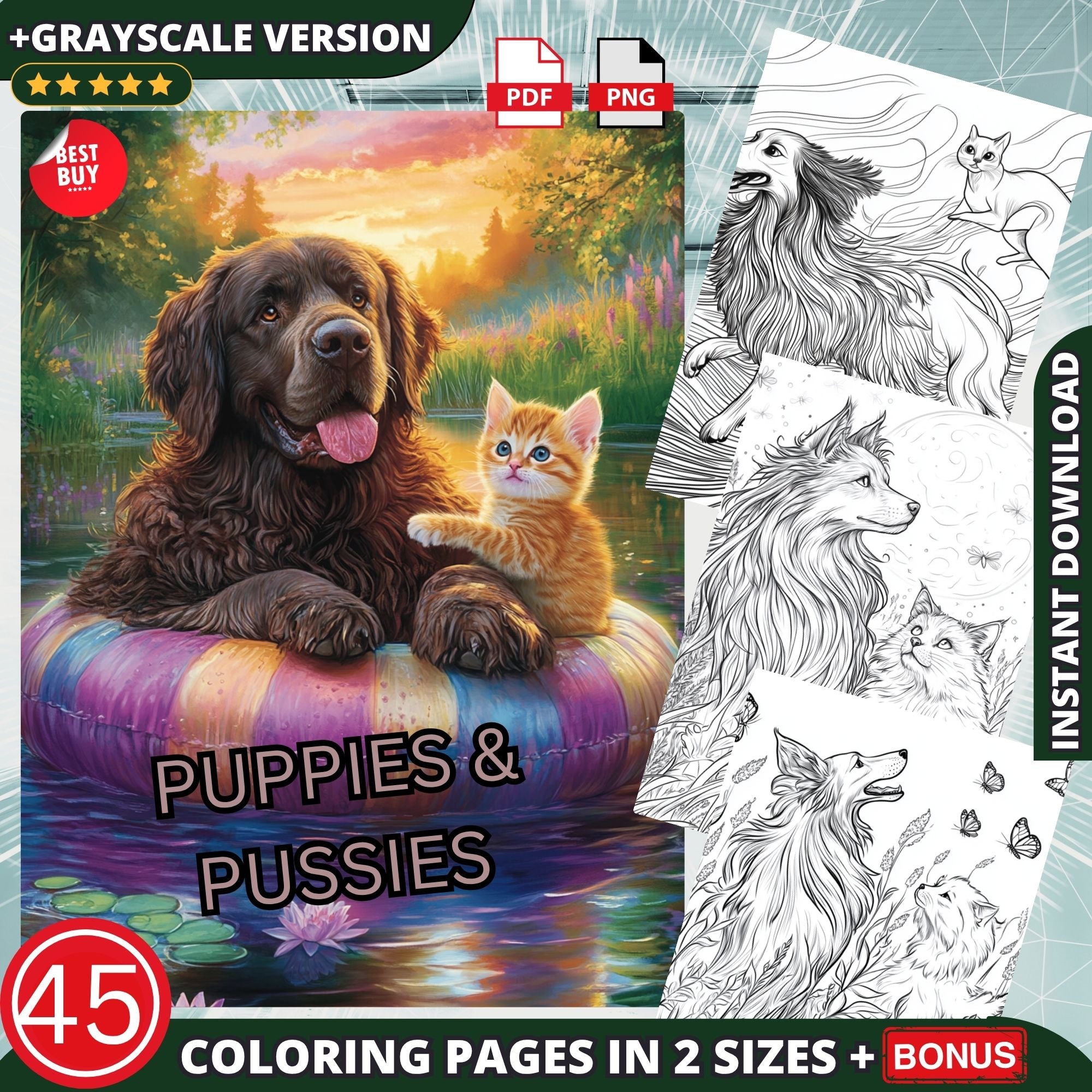 Puppies & Pussies Coloring Book Pages