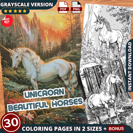 Coloriages de beaux chevaux et de licornes