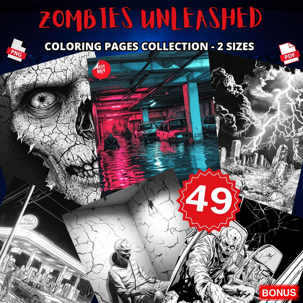 Zombies Unleaashed Coloring Book Pages