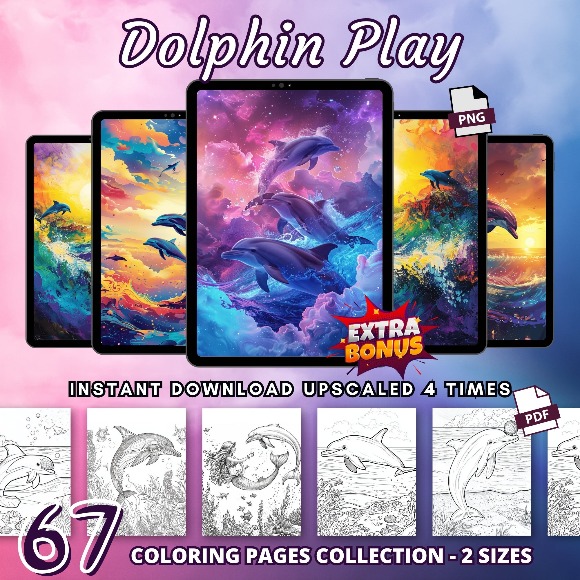 Dolphin Play Coloring Pages