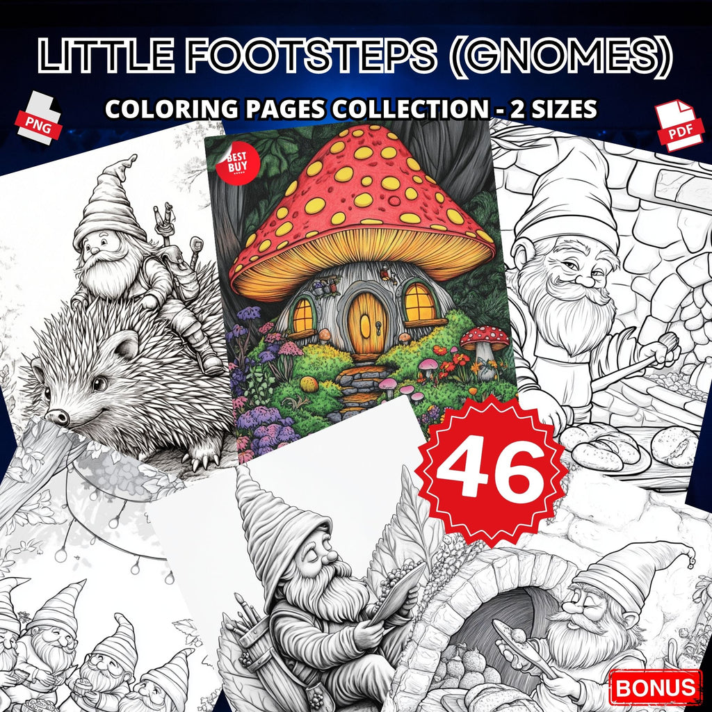 Little Footsteps (Gnomes) Coloring Book Pages