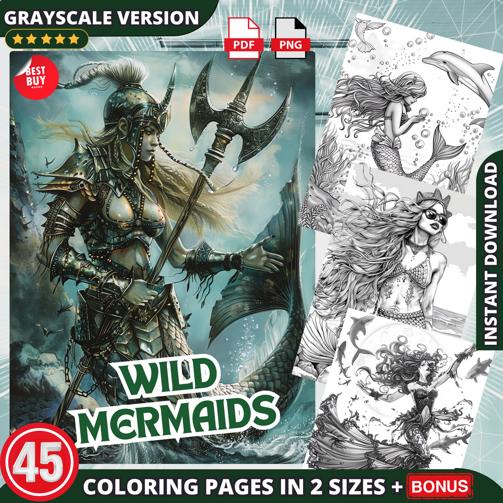 Wild Mermaids Coloring Pages