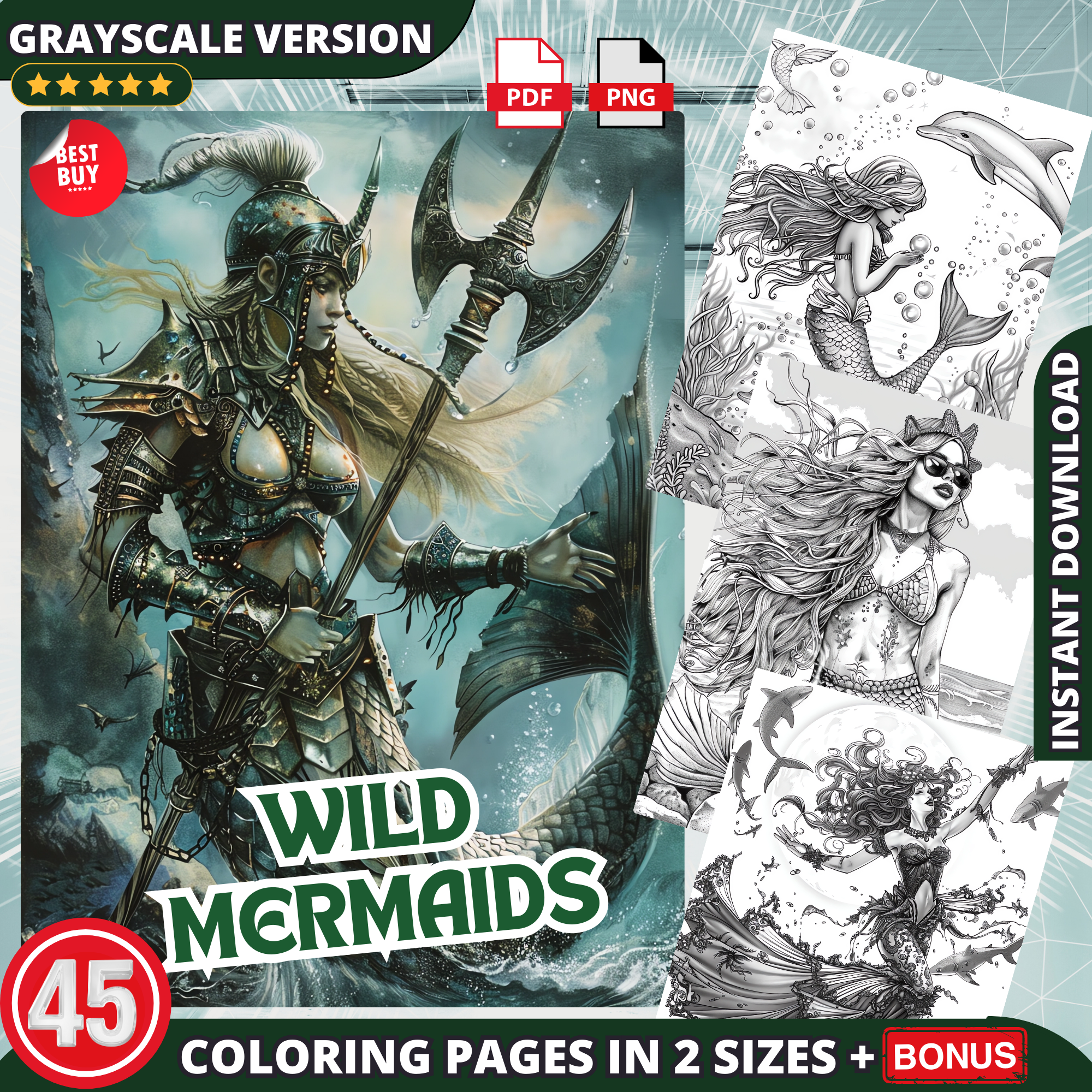 Wild Mermaids Coloring Pages