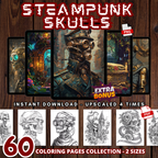 Steampunk Skulls Coloring Pages