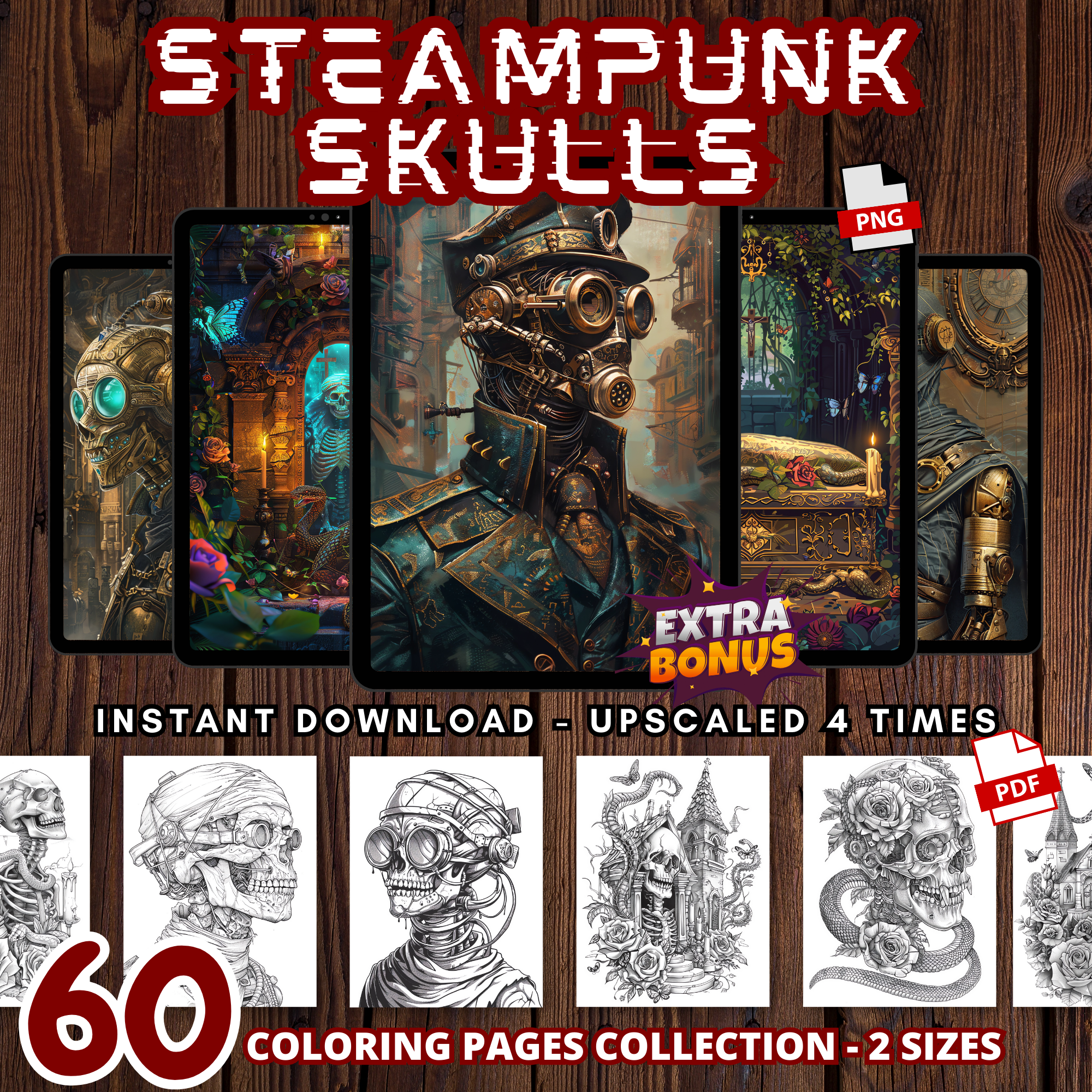 Steampunk Skulls Coloring Pages