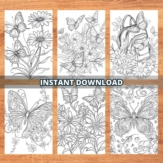 Coloriages de papillons en fleurs