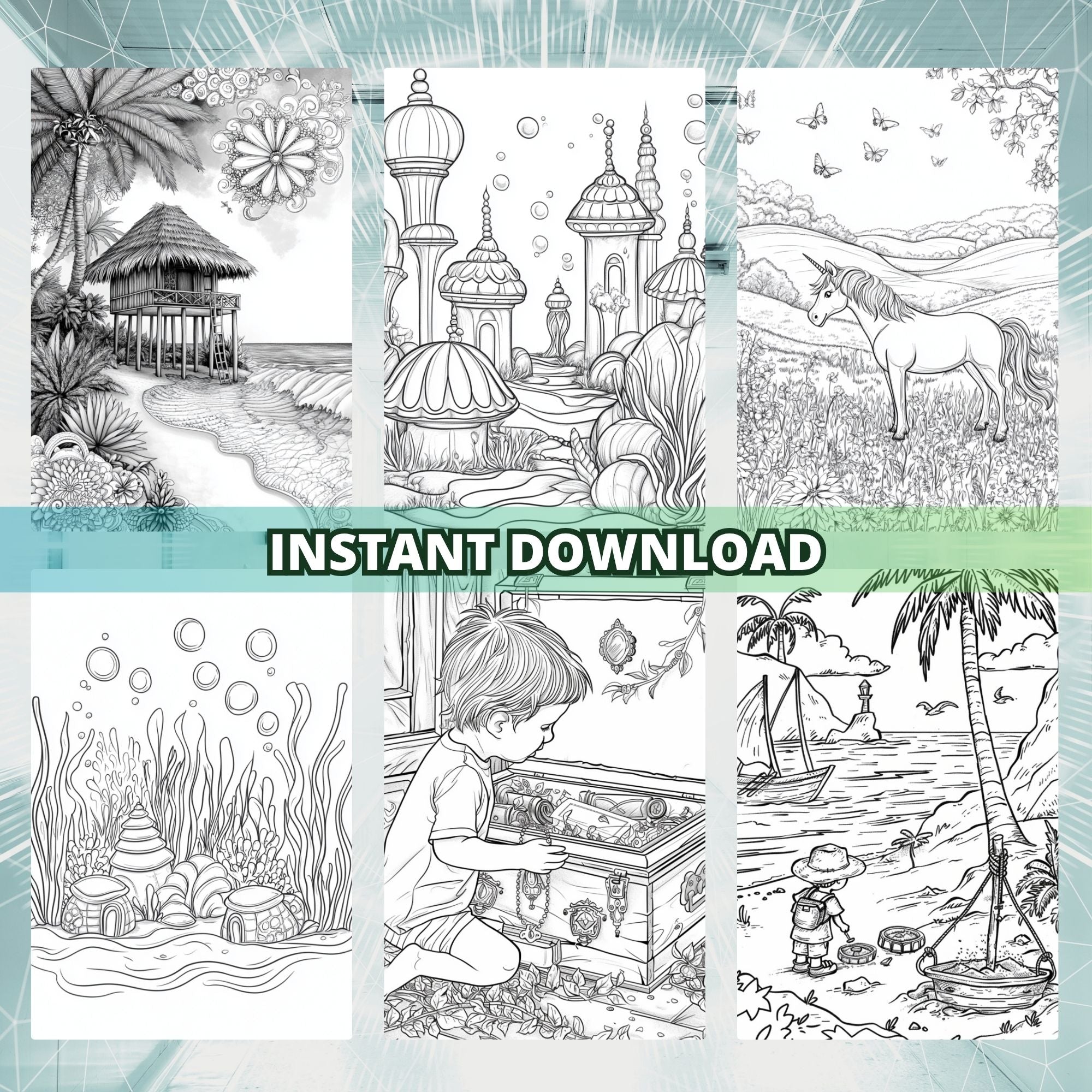 Kids' Beautiful Worlds Coloring Book Pages