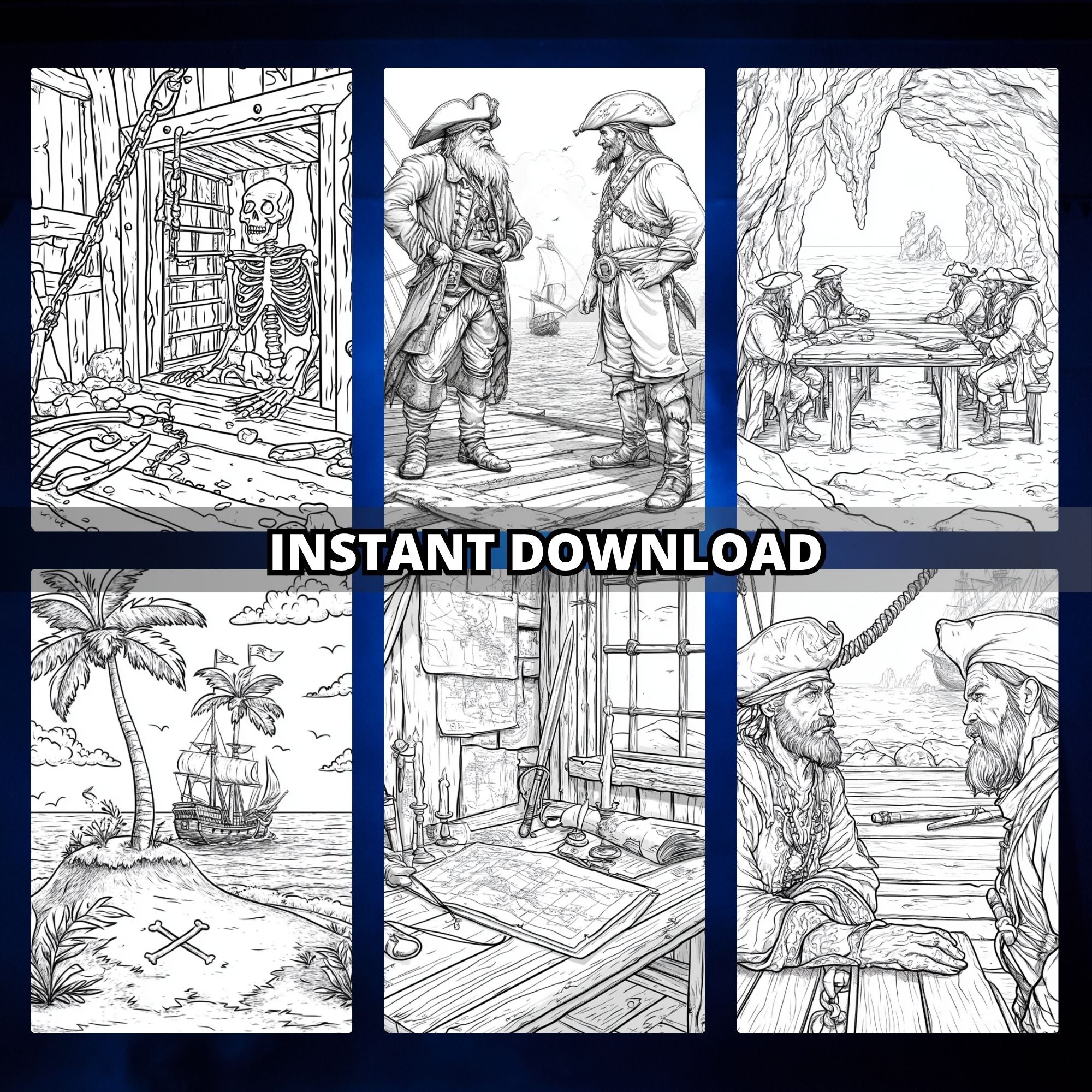 Pirates of The Seven Seas Coloring Book Pages