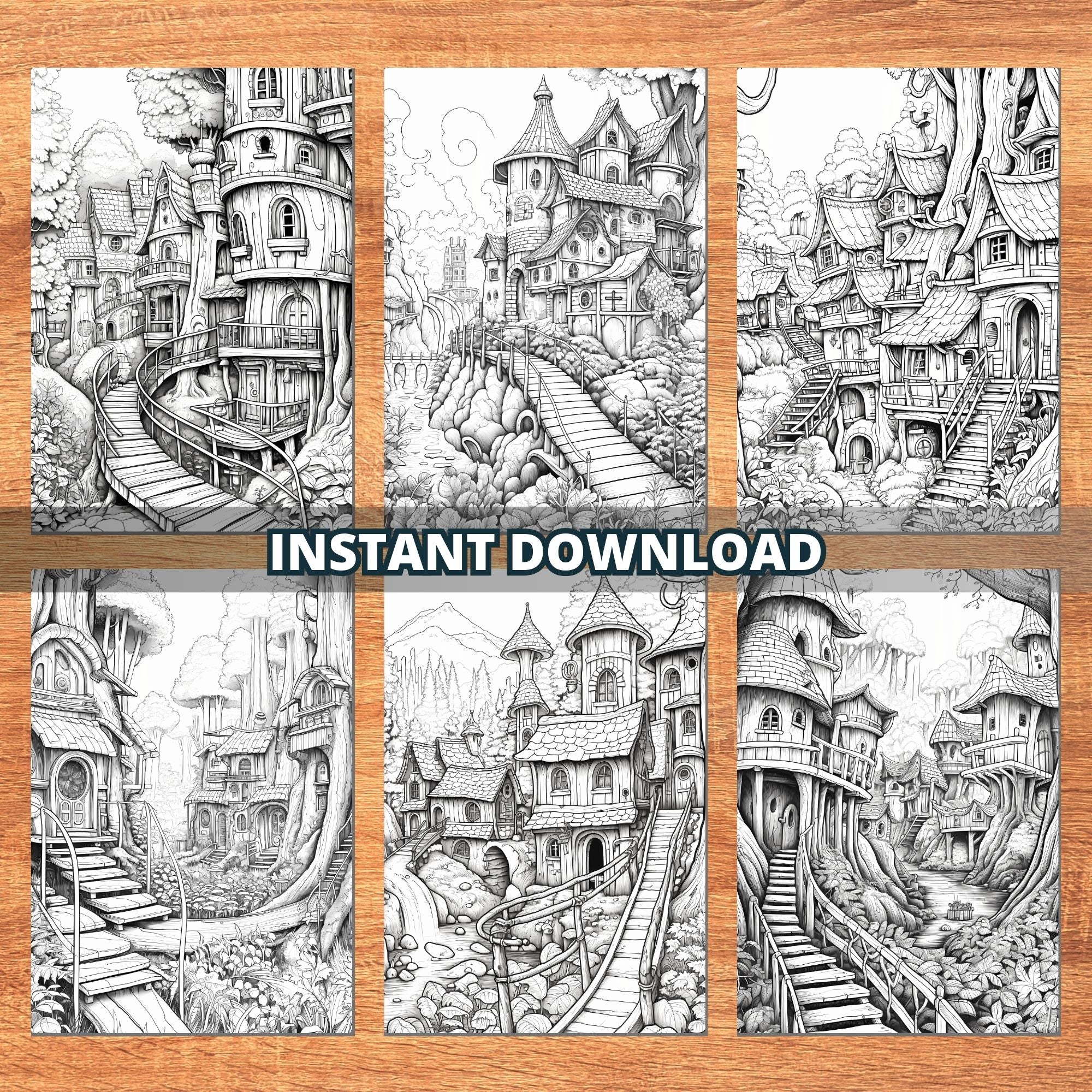 Magical Forest Villages Coloring Pages