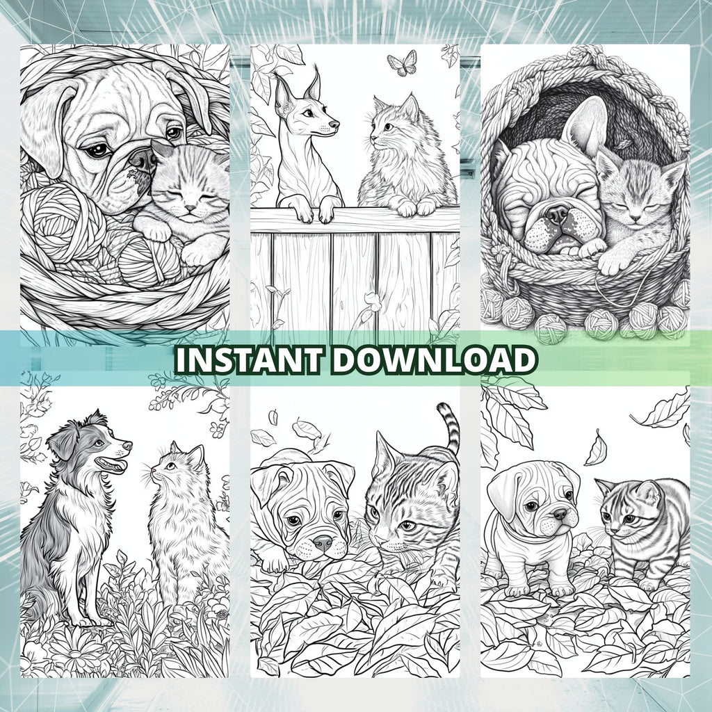 Puppies & Pussies Coloring Book Pages