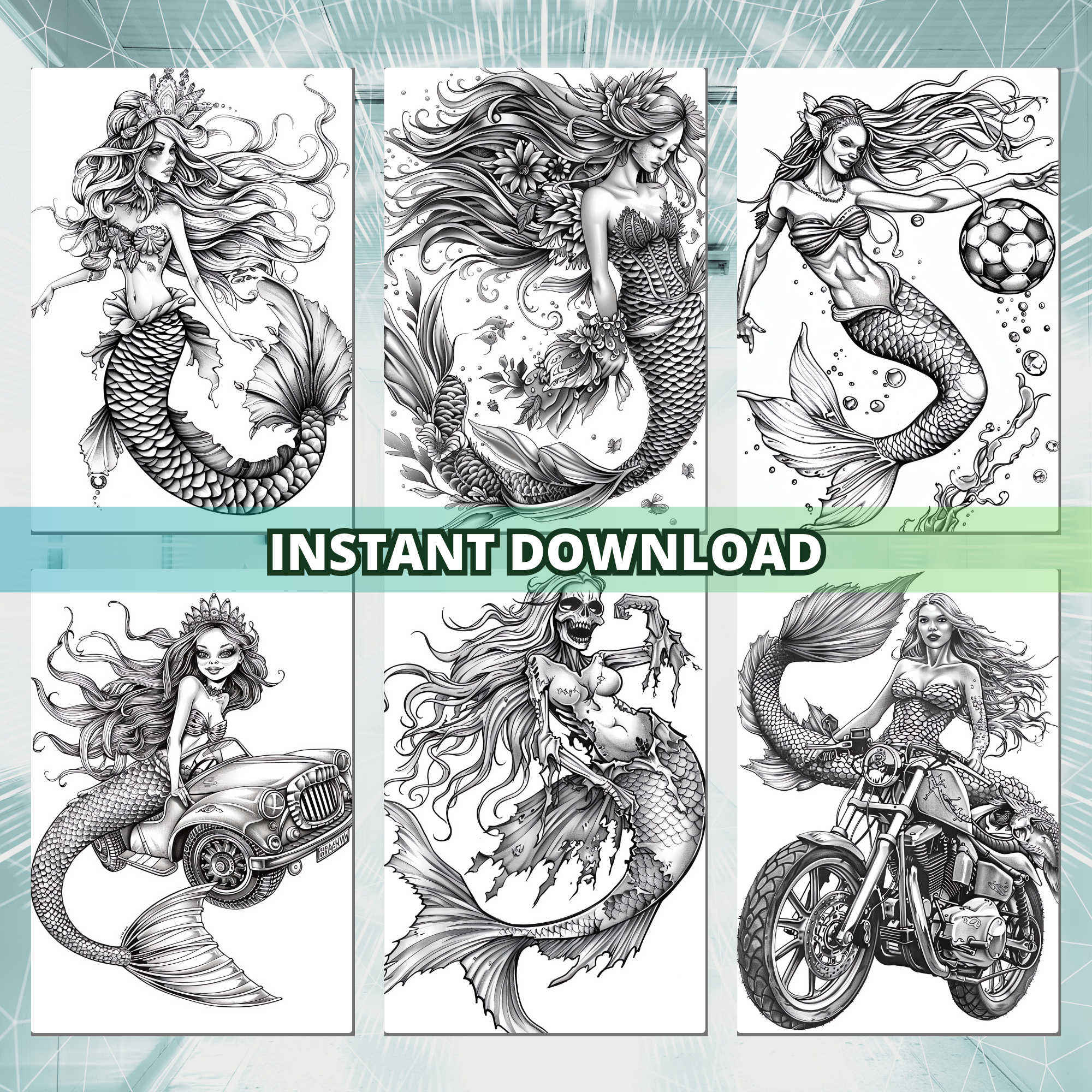 Wild Mermaids Coloring Pages