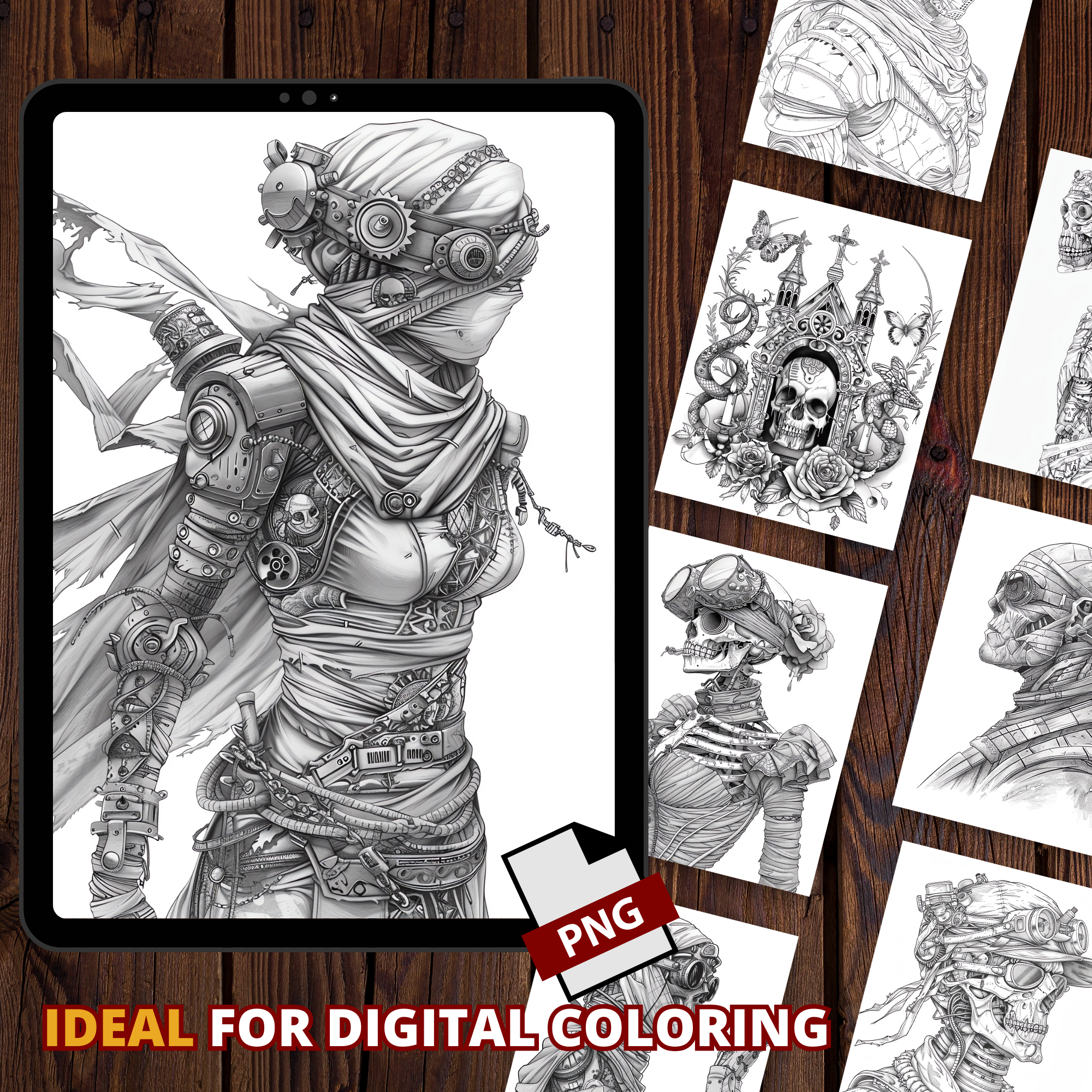 Steampunk Skulls Coloring Pages