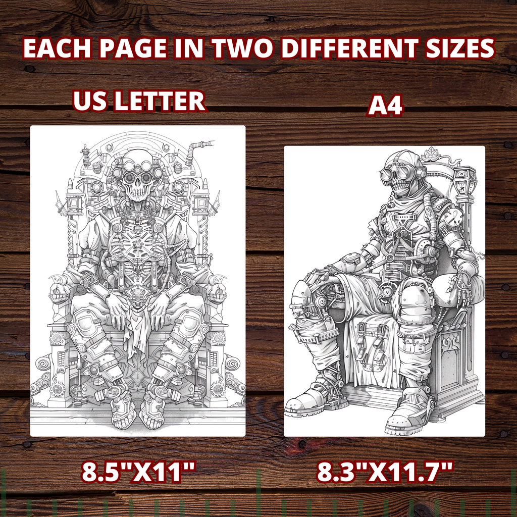 Steampunk Skulls Coloring Pages