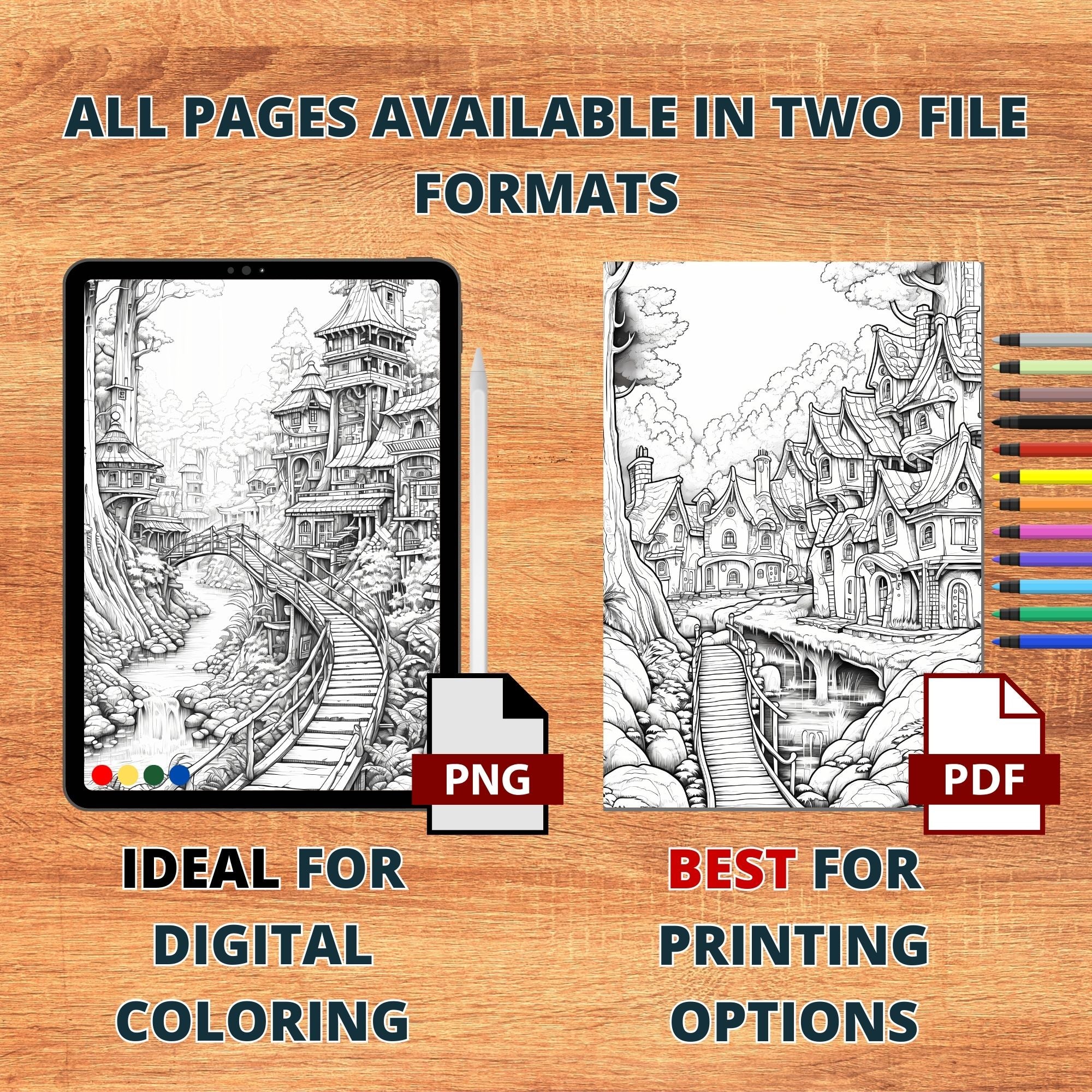 Magical Forest Villages Coloring Pages