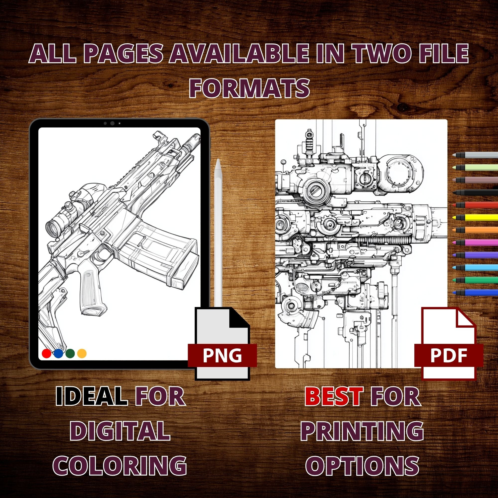 Fantasy Heavy Weapons Coloring Pages