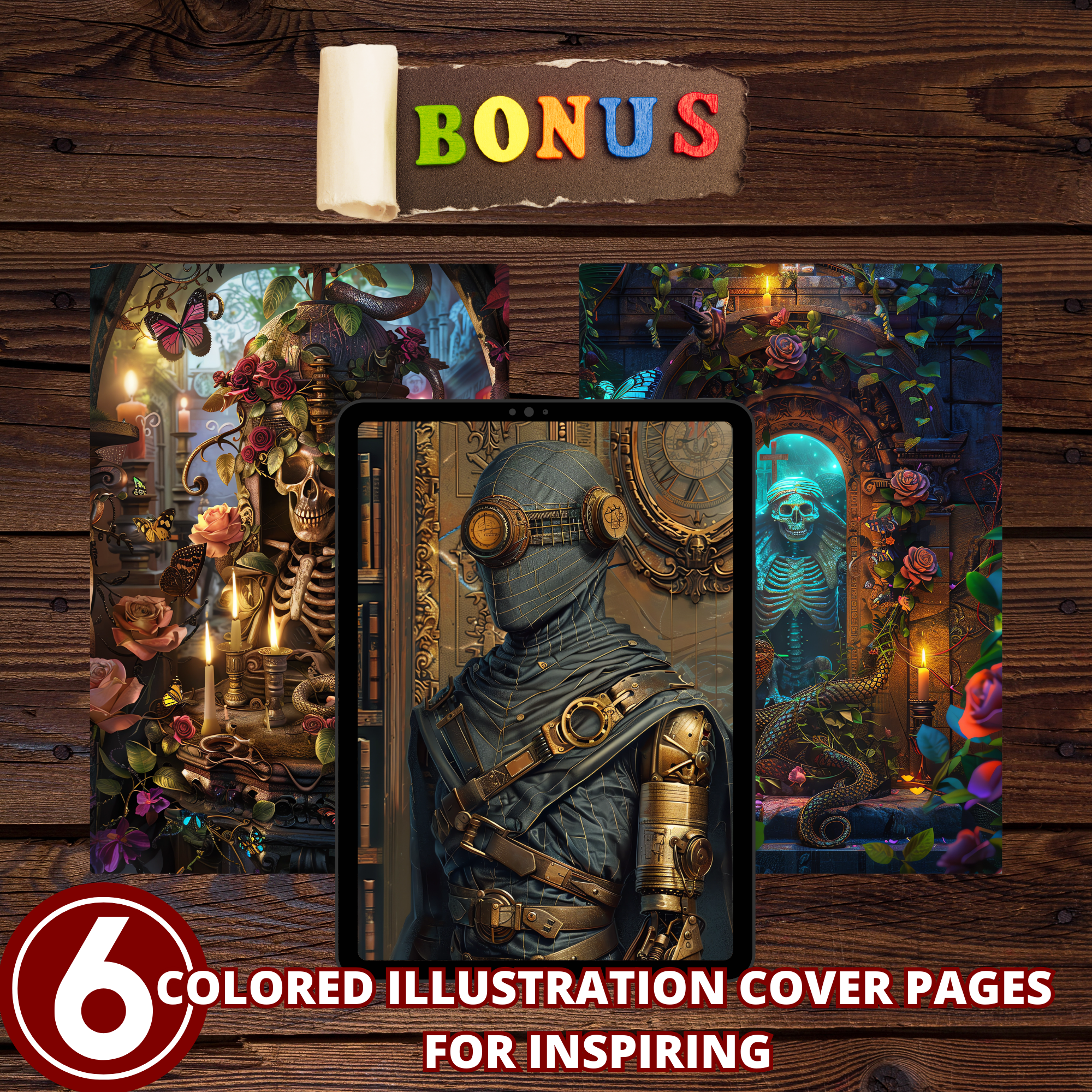 Steampunk Skulls Coloring Pages