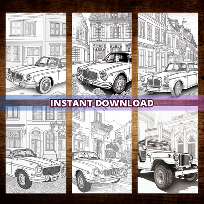 Coloriages de voitures classiques en ville
