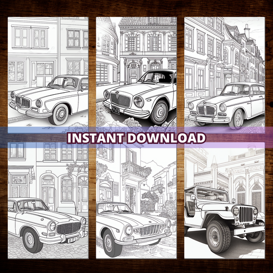 Coloriages de voitures classiques en ville