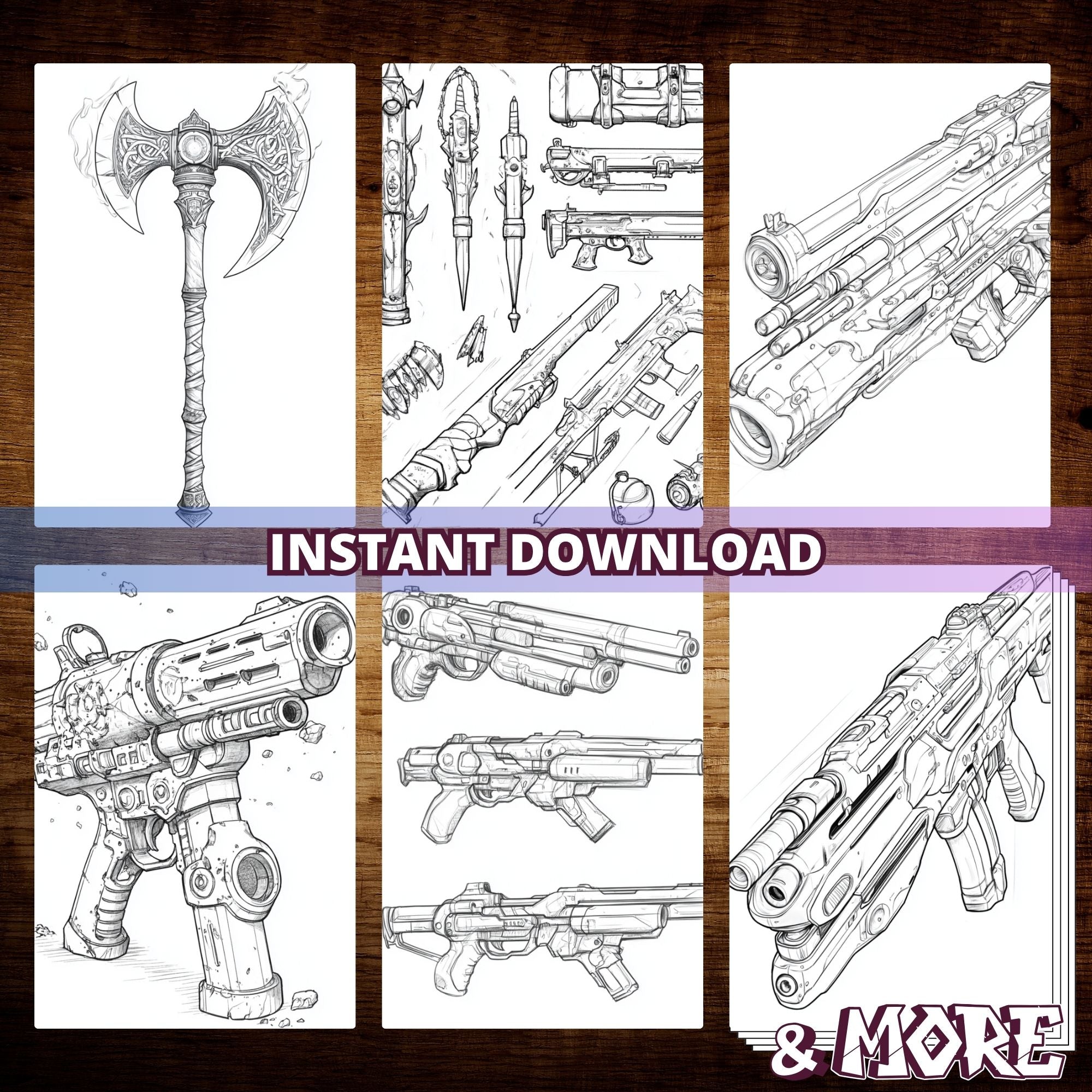 Fantasy Heavy Weapons Coloring Pages
