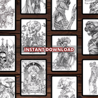 Steampunk Skulls Coloring Pages