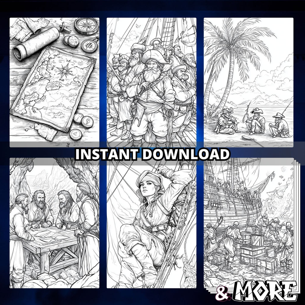 Pirates of The Seven Seas Coloring Book Pages