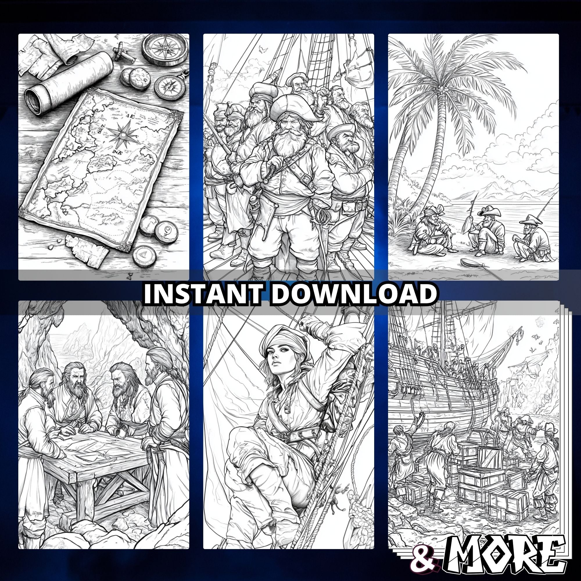 Pirates of The Seven Seas Coloring Book Pages