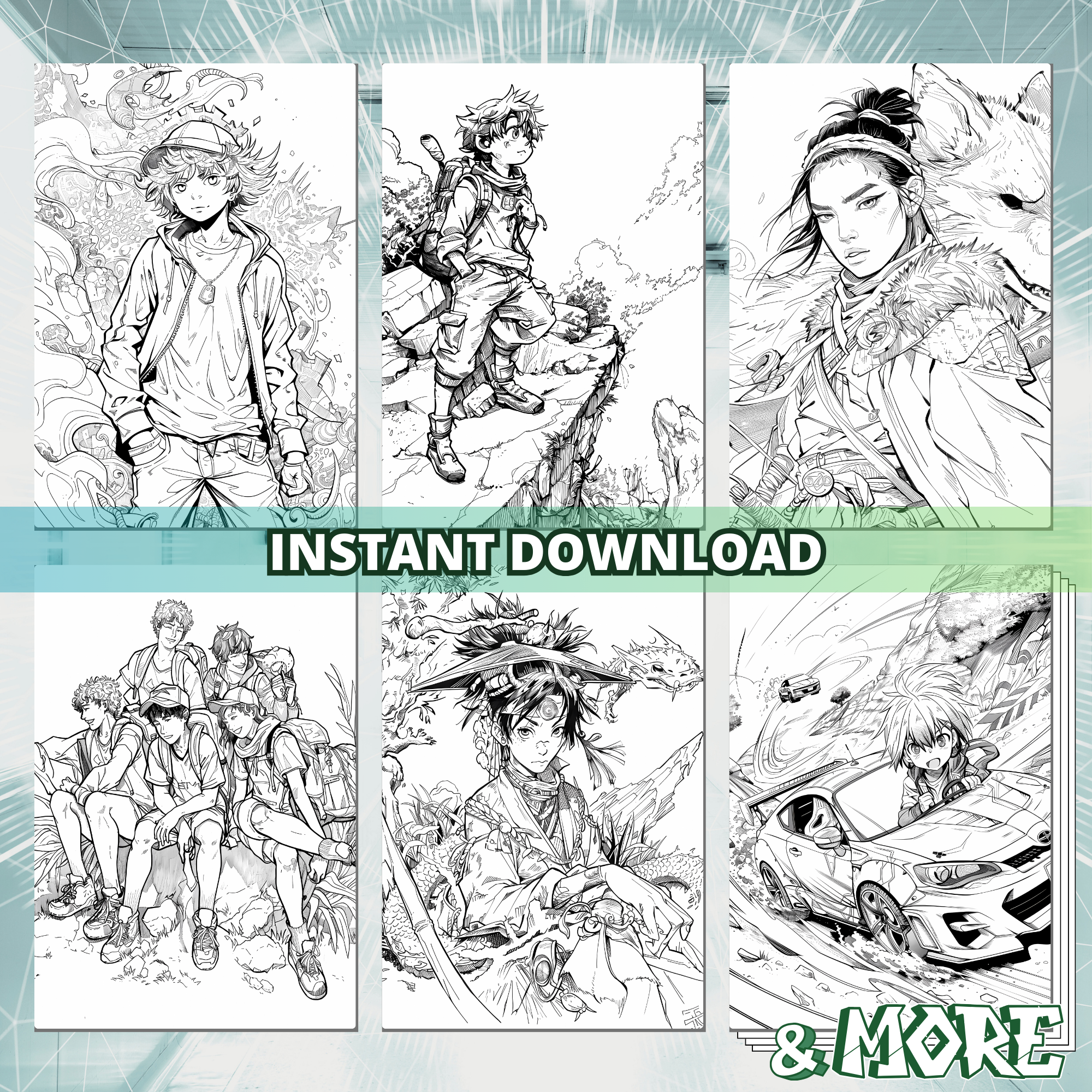 Anime Adventures' Guys Coloring Pages