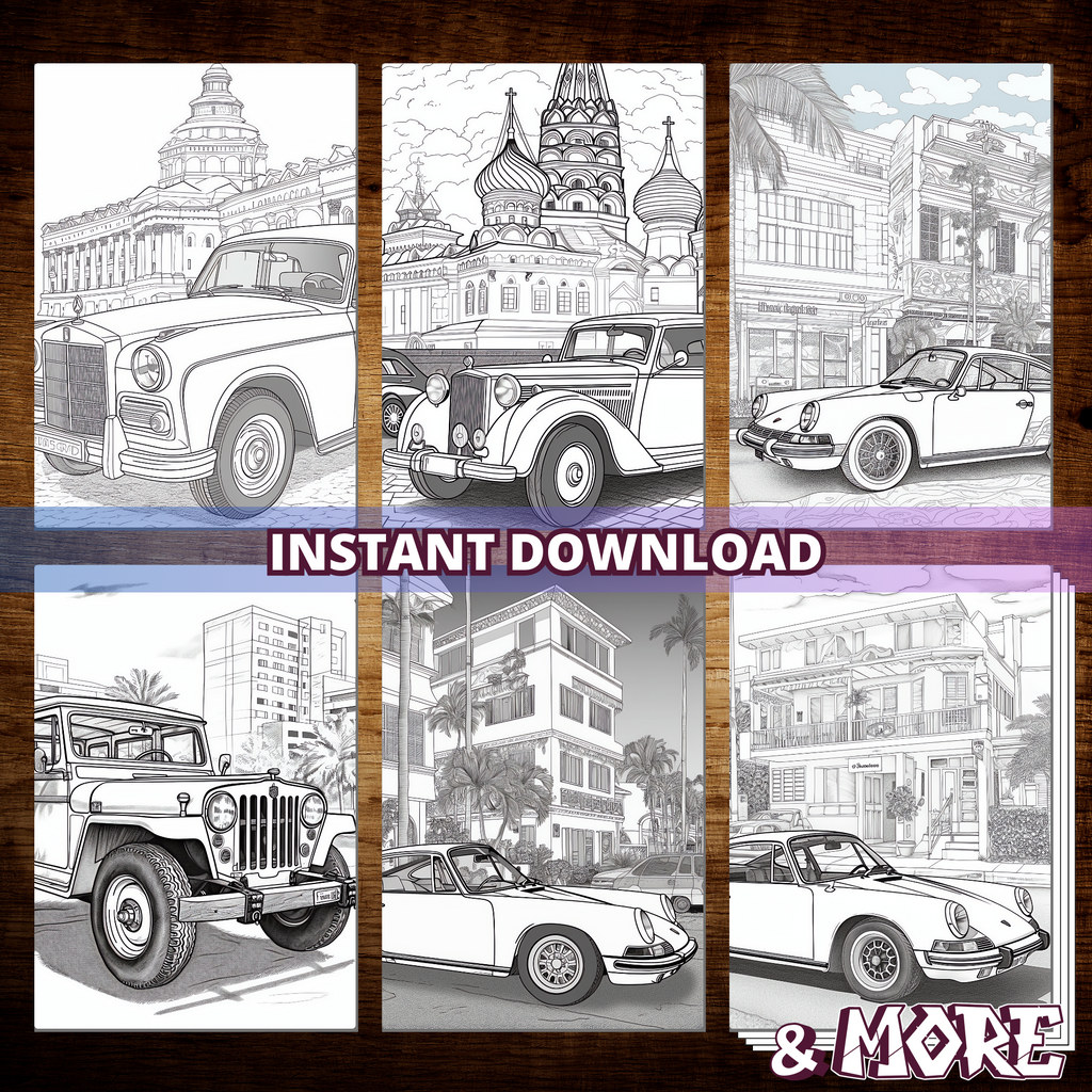 Classic Cars In Cities Coloring Pages