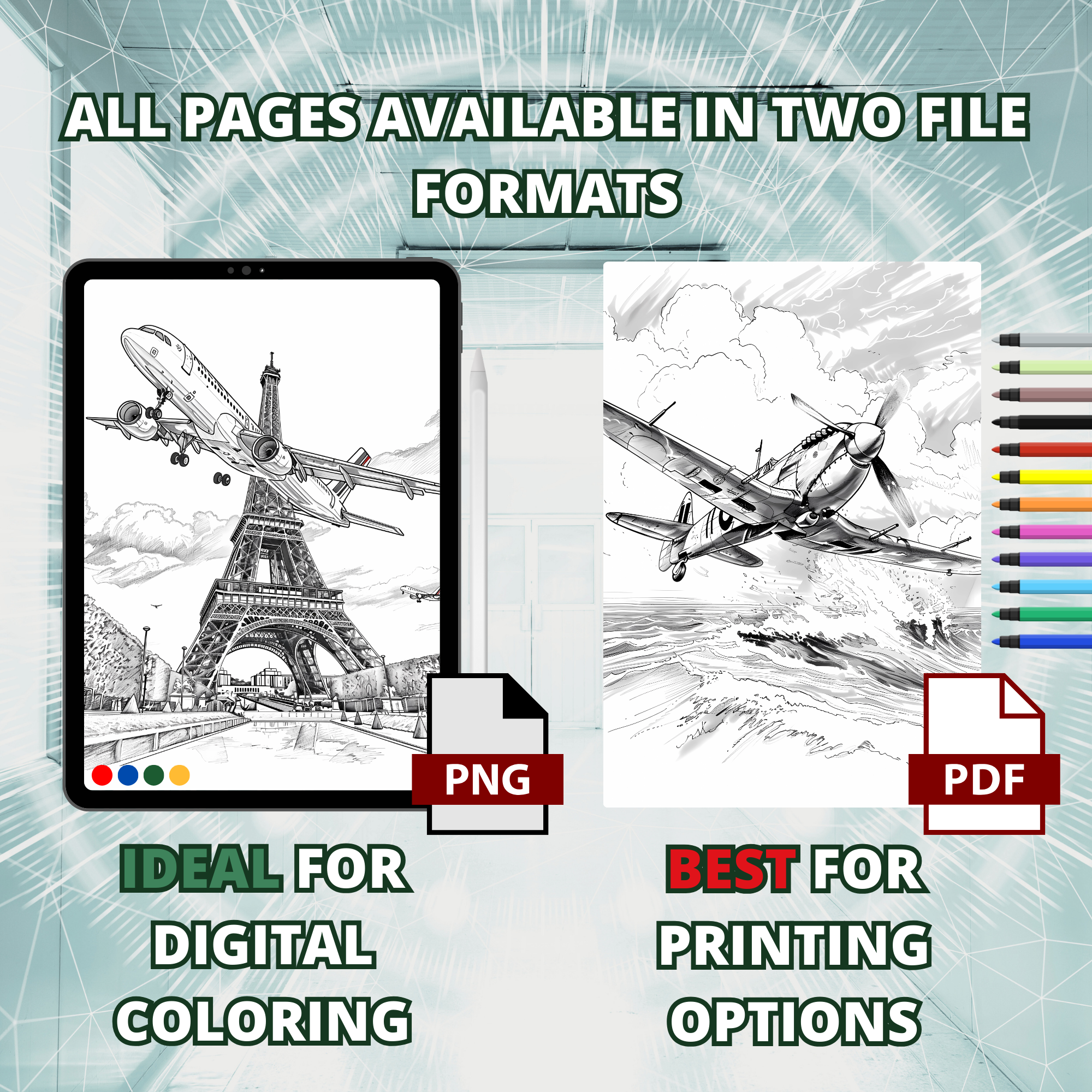 Sky Airplanes Coloring Pages