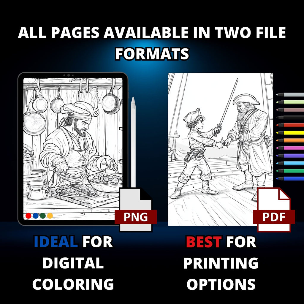 Pirates of The Seven Seas Coloring Book Pages