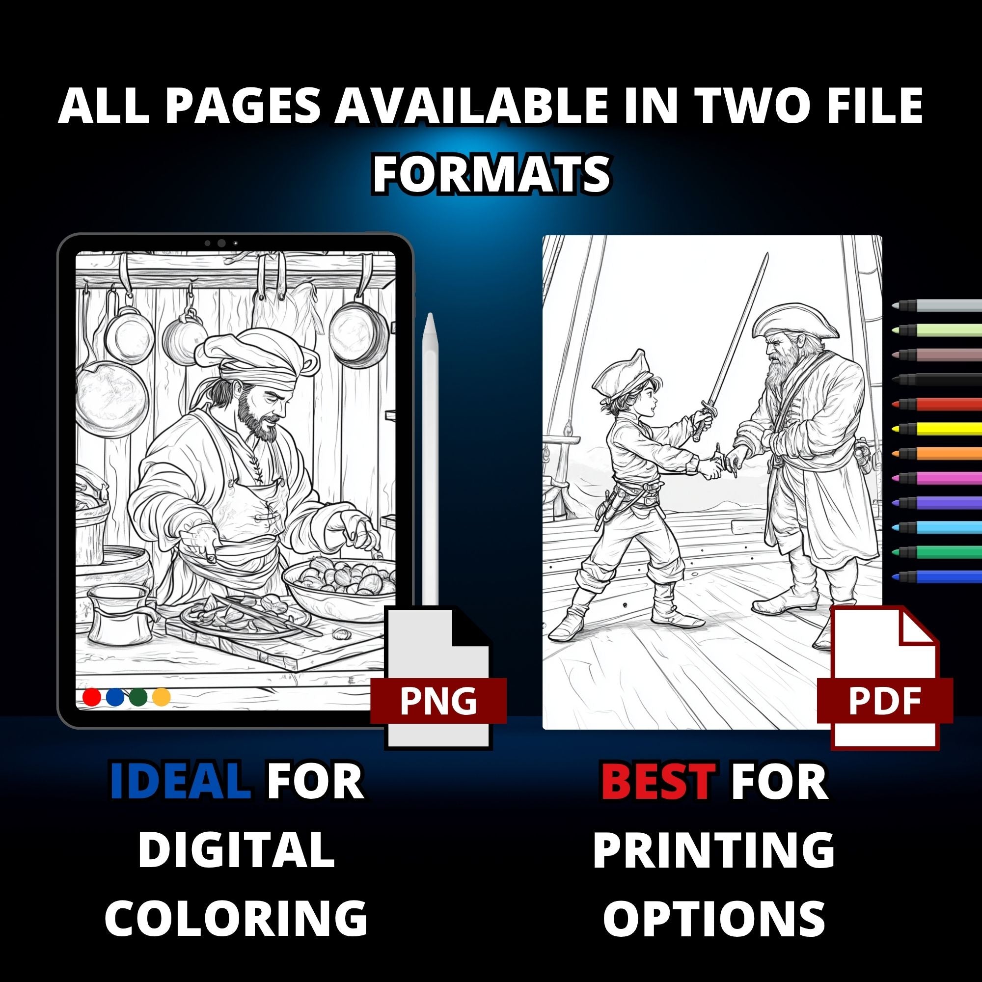 Pirates of The Seven Seas Coloring Book Pages