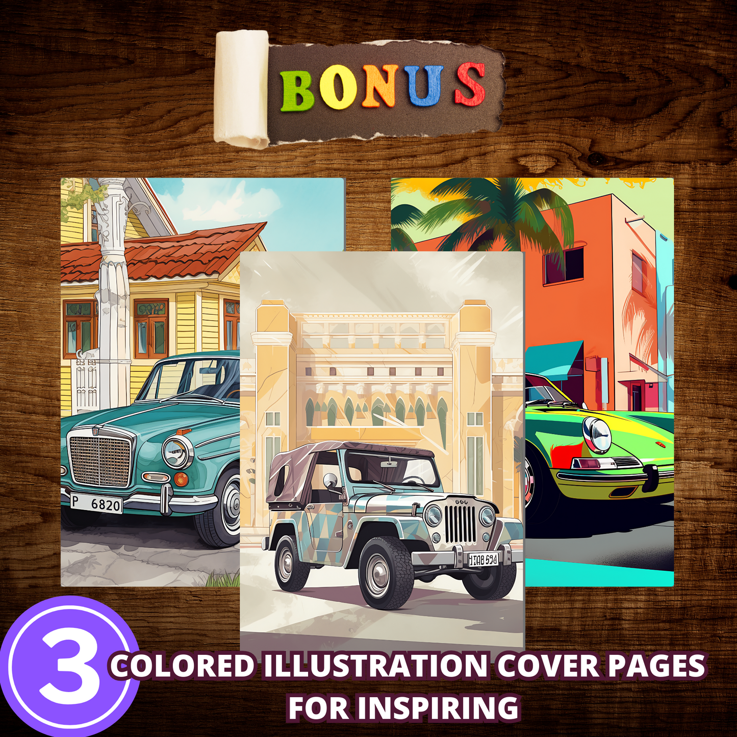 Coloriages de voitures classiques en ville